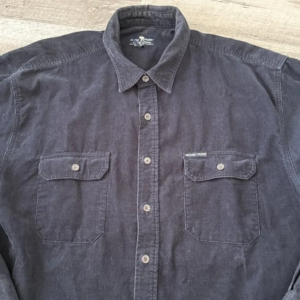 Moose Creek Corduroy Shirt Mens Sz XXL Blue Long Sleeve Shacket 100% Cotton